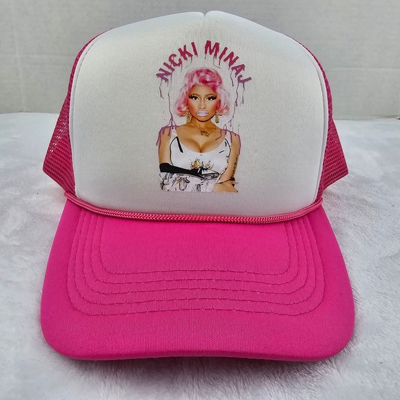 Nicki Minaj Fushia Two Toned Pink Mesh Trucker Snapback Hat - Picture 1 of 6